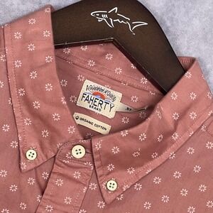 Faherty Button Down Shirt Mens XL Terra Cotta Floral Organic Cotton Stretch
